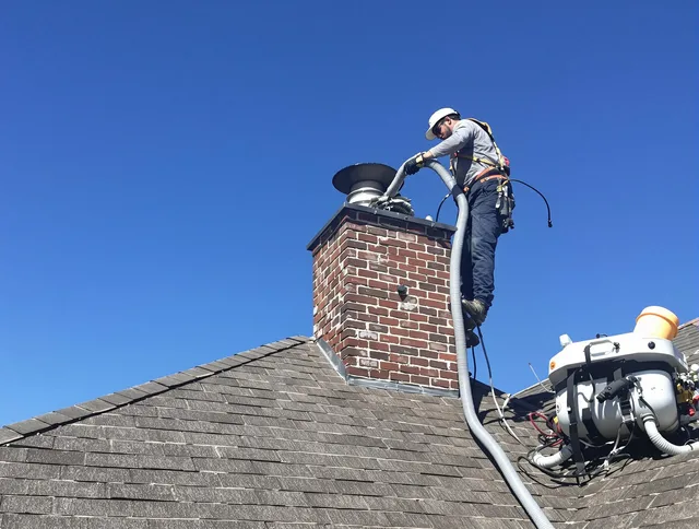 Dedicated San Jacinto Chimney Sweep team member cleaning a chimney in San Jacinto, CA