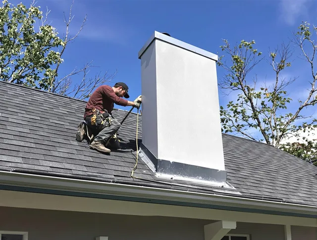San Jacinto Chimney Sweep team member finishing chimney construction in San Jacinto, CA